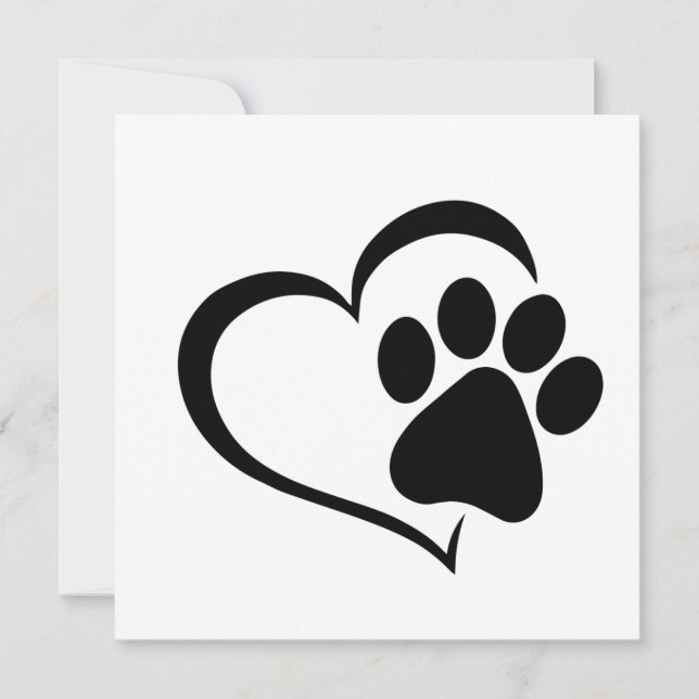 Convite Design de PawPrint e Heart (Frente)