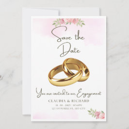 Convite Design de placa de Noivado branca e rosa personali