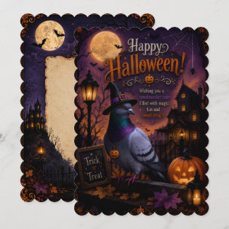 Convite design de pombo feliz no halloween