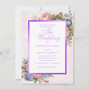 Convite Design de Rosa Floral Personalizada Rústica Vintag