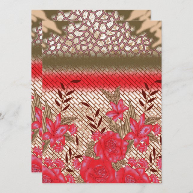 Convite Design de tecido de intricato com padrões florais (Frente/Verso)