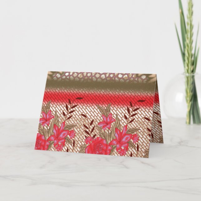 Convite Design de tecido de intricato com padrões florais (Frente)