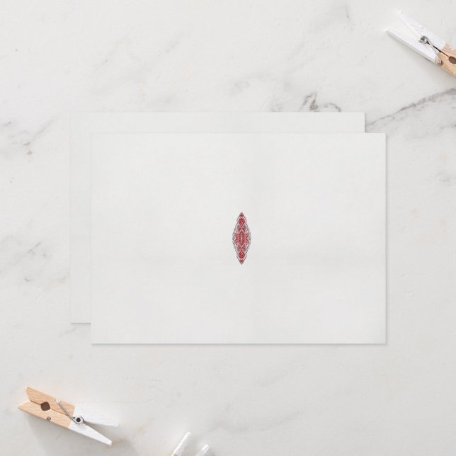 Convite design de um padrão vermelho e branco (Frente/Verso In Situ)