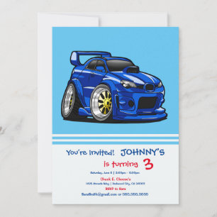 Convite Design de velocidade de carro de músculo azul - E