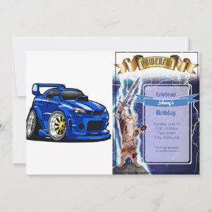 Convite Design de velocidade de carro de músculo azul - E