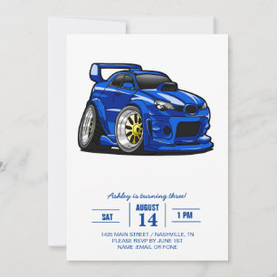 Convite Design de velocidade de carro de músculo azul - E
