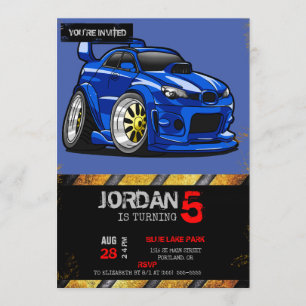 Convite Design de velocidade de carro de músculo azul - E