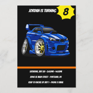 Convite Design de velocidade de carro de músculo azul - E