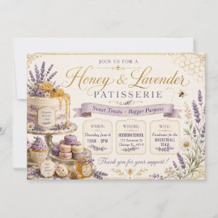 Convite Design de Venda de Bolos de Mel e Lavanda