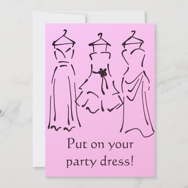 Convite Design de vestidos de baile de formatura, cor-de-r (Frente)