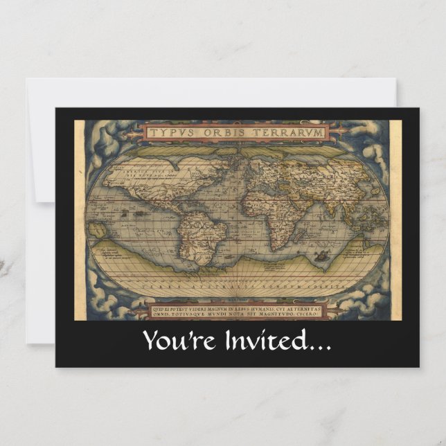 Convite Design do Atlas Histórico do Mapa do Mundo de Vint (Frente)