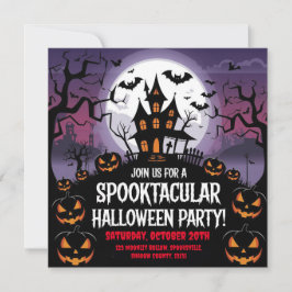 Convite Design do Festa de Halloween de Spooky Haunted Hou