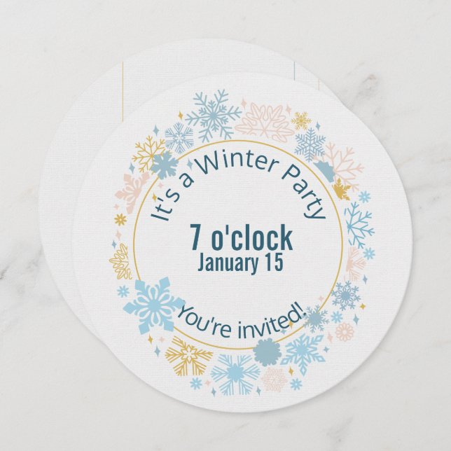 Convite design do floco de neve de inverno (Frente/Verso)