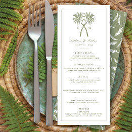 Convite Design do Menu Casamento Tropical Palm Trees
