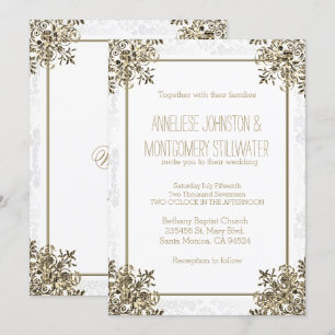 Convite Design do Ornamentado Dourado Elegante sobre Damas
