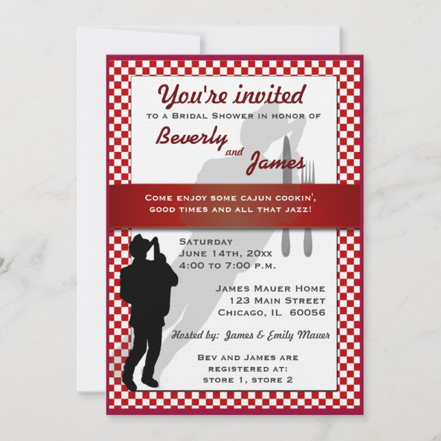 Convite Design do quadro do chá de panela de Cajun Cookin (Frente)