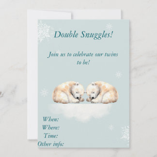 Convite Design do Urso Polar do Chá de fraldas Gêmeo