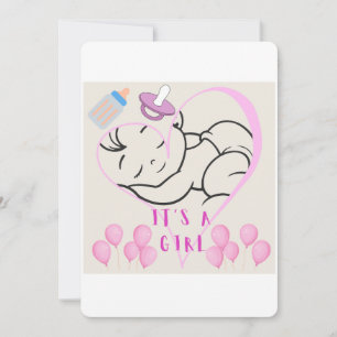 Convite design “É uma Menina” para celebrar a chegada