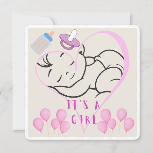 Convite design "É uma Menina" para celebrar a chegada