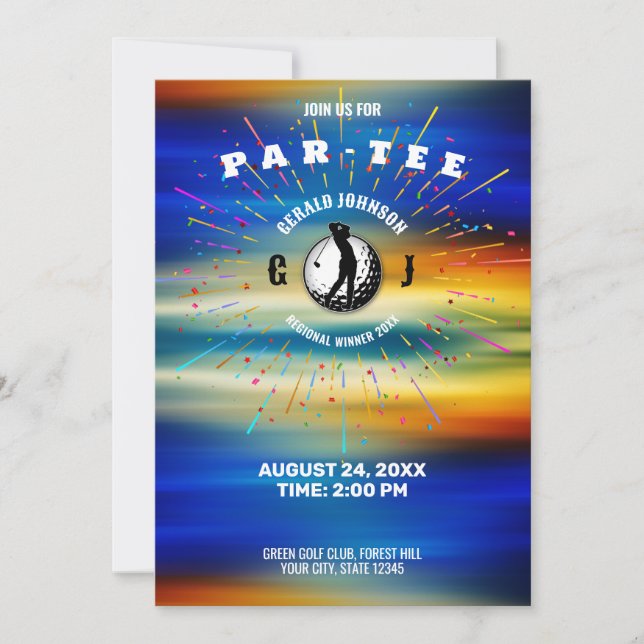 Convite Design Elegante com Tema de Golfe (Frente)