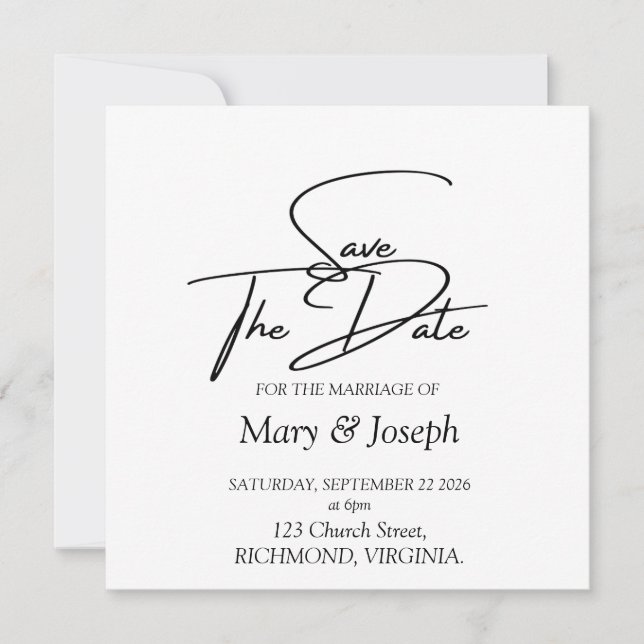 Convite Design Elegante de Salve o Dia (Frente)