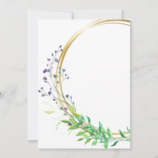 Convite Design em branco com flores azuis pulverizadas (Frente)