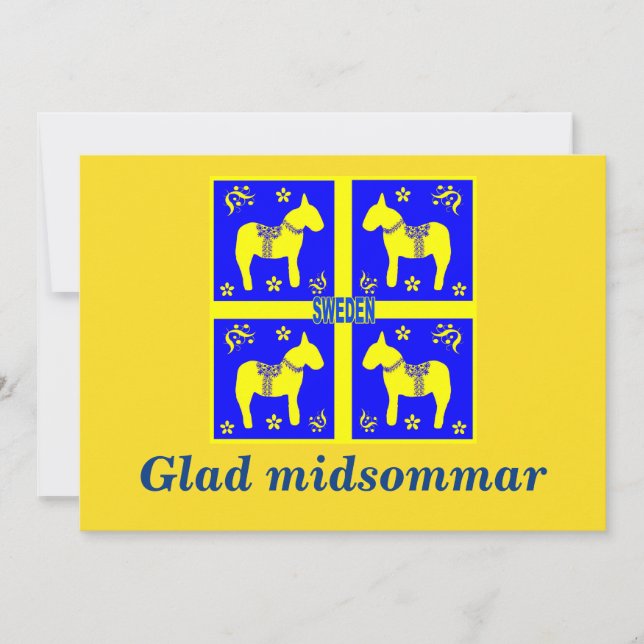 Convite design escandinava,Midsommar Glad Personalizado (Frente)
