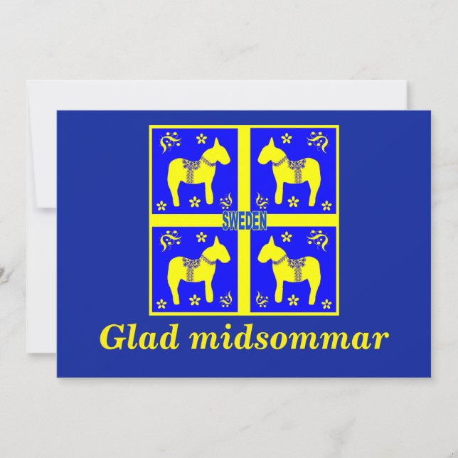 Convite design escandinava,Midsommar Glad Personalizado (Frente)