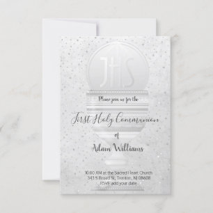 Convite Design Eucarista de Primeira Comunhão Católica