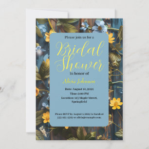Convite design floral azul e amarelo bonito