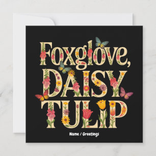 Convite Design Floral de Tulipa Dedaleira Flor Silvestre 