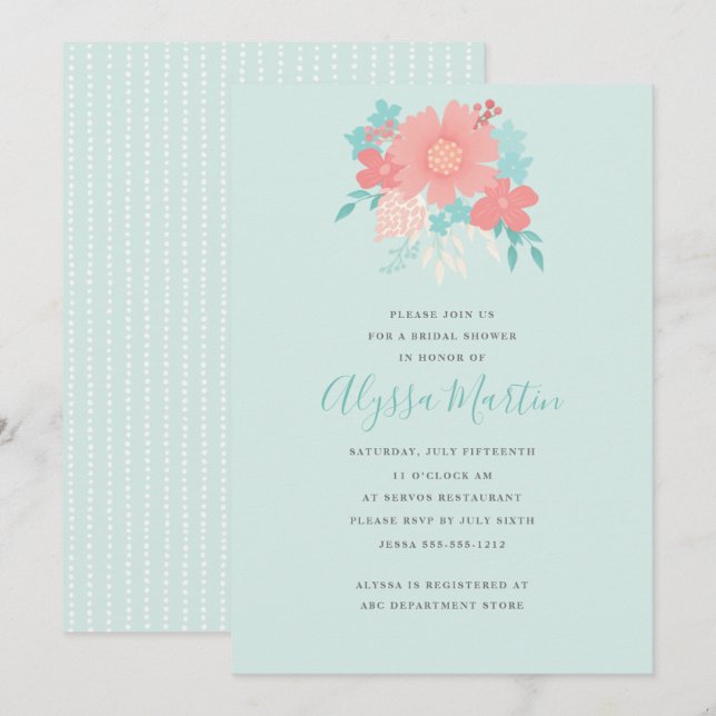 Convite Design floral moderno e bonito (Frente/Verso)