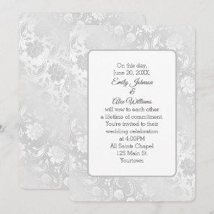 Convite Design Floral Silver Shimmer