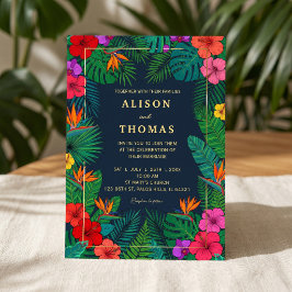 Convite Design Floral Tropical | Hibisco & Folhagens
