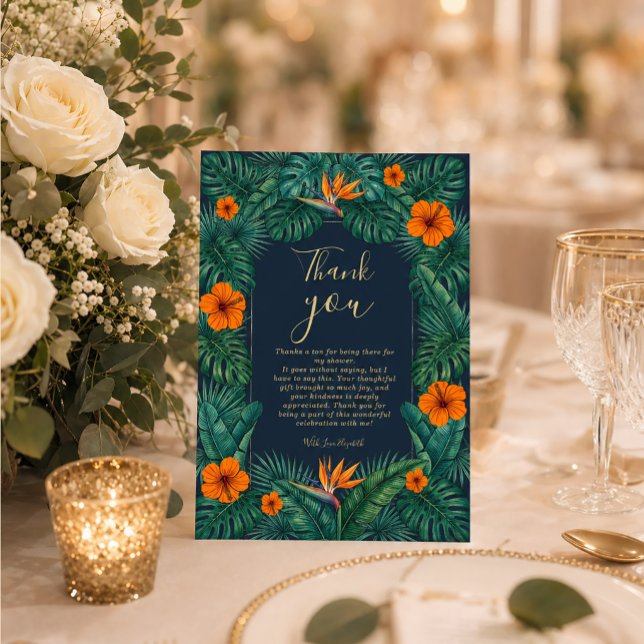 Convite Design Floral Tropical | Hibisco & Folhagens (#tropicalwedding #weddingdinner#hibiscus #beachwedding #destinationwedding #floralithankyou)