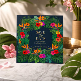 Convite Design Floral Tropical | Hibisco & Folhagens
