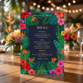 Convite Design Floral Tropical | Menu de Hibisco e Folhage