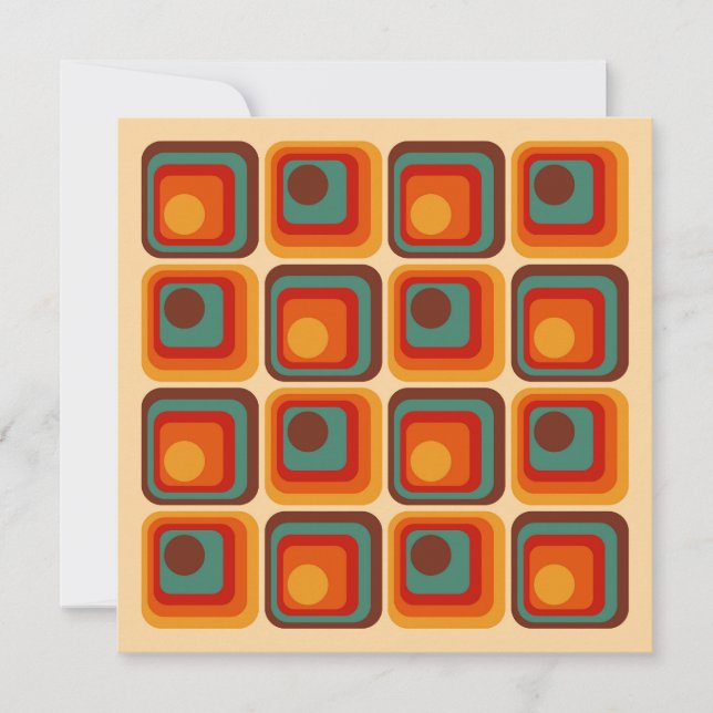 Convite Design Geométrico do Estilo Retroativo dos anos 70 (Frente)