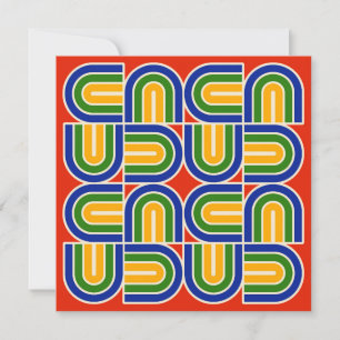 Convite Design Geométrico do Estilo Retroativo dos anos 70