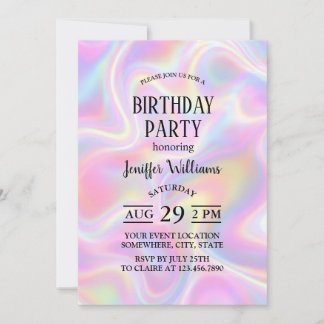 Convite Design Girly Vibrante Pastel Holográfico em Espira