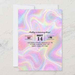Convite Design Girly Vibrante Pastel Holográfico em Espira