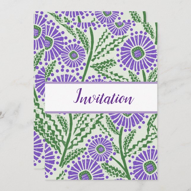 Convite Design lavanda De Blocos Verde E Branco (Frente/Verso)