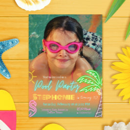 Convite Design Minimalista de Festa na Piscina com Imagem