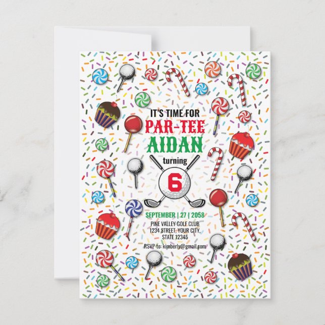 Convite Design Par-Tee de Golfe Personalizado (Frente)