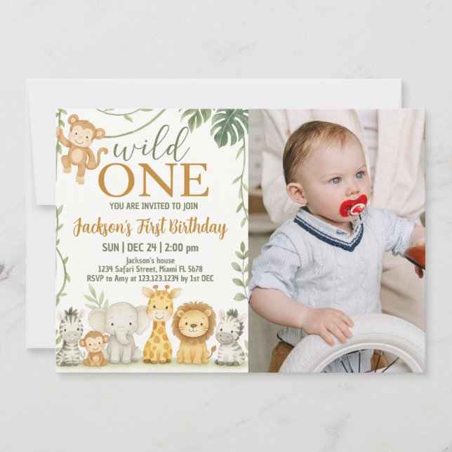 Convite Design para Crianças do Partido Animal Selvagem (Frente)