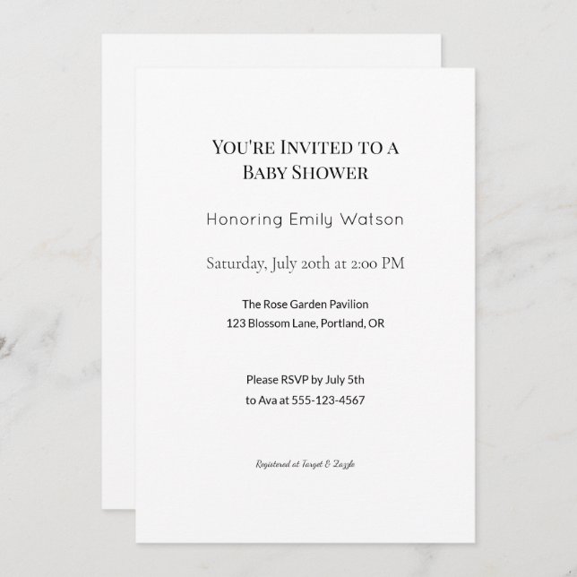 Convite Design personalizado para bebês (Frente/Verso)