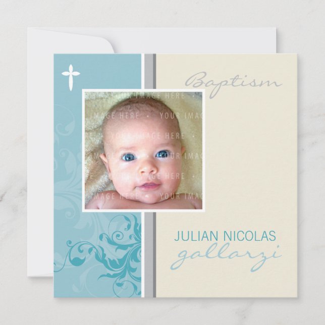 Convite DESIGN PERSONALIZADO: Suzana Baptism Invite - posh (Frente)