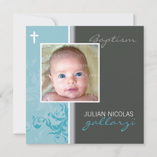 Convite DESIGN PERSONALIZADO: Suzana Baptism Invite - posh (Frente)
