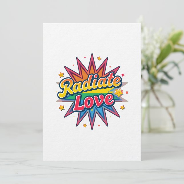 Convite Design Retrô Irradiar Amor – Vibrações Positivas (Em pé/Frente)