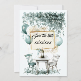 Convite Design save the date vert sauge à personnaliser